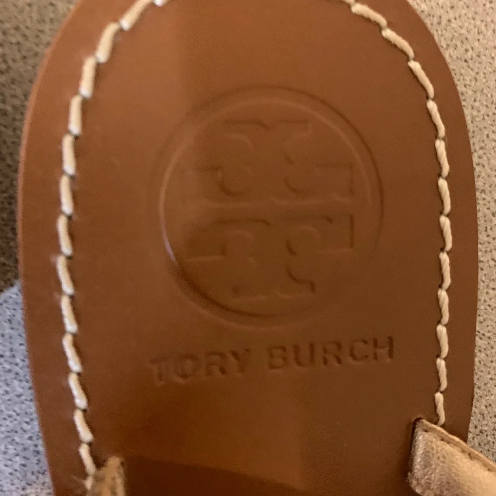 Tory Burch Gold  Embellished Thong Sandals sz 8.5 M